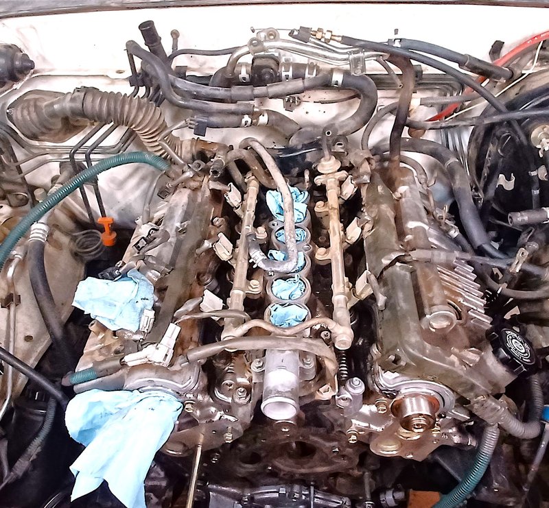 Crumbling OEM plastic wiring loom covers on a 5VZ-FE engine